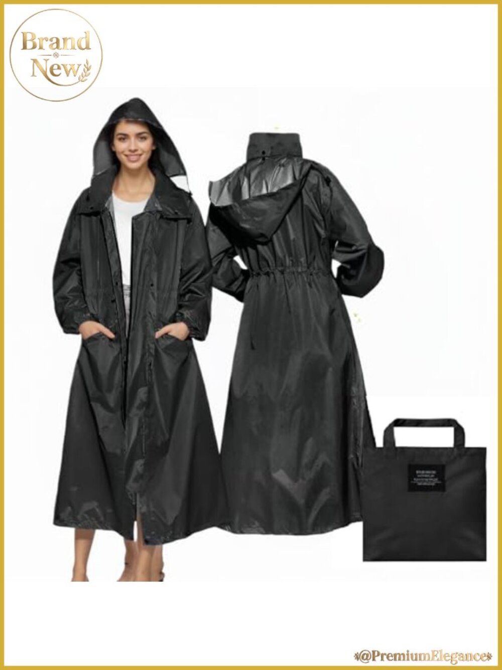 Women's Long Raincoat Waterproof Packable Hooded Windbreaker Lightweight